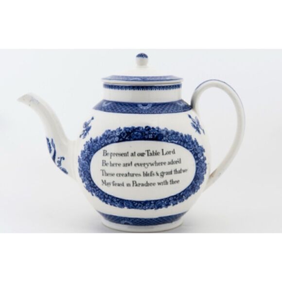 Vtg  Calico John Wesley Methodist Prayer Replica 1761 Wedgwood Teapot 7" H - Picture 1 of 2